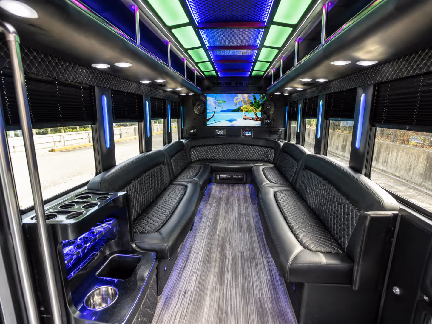 east honolulu 18 passenger party bus inside